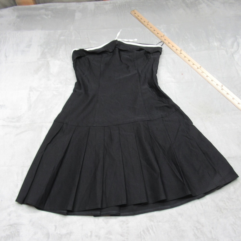West of Melrose Dress Womens Medium Black Strapless Tube Pleated Mini $43 NEW